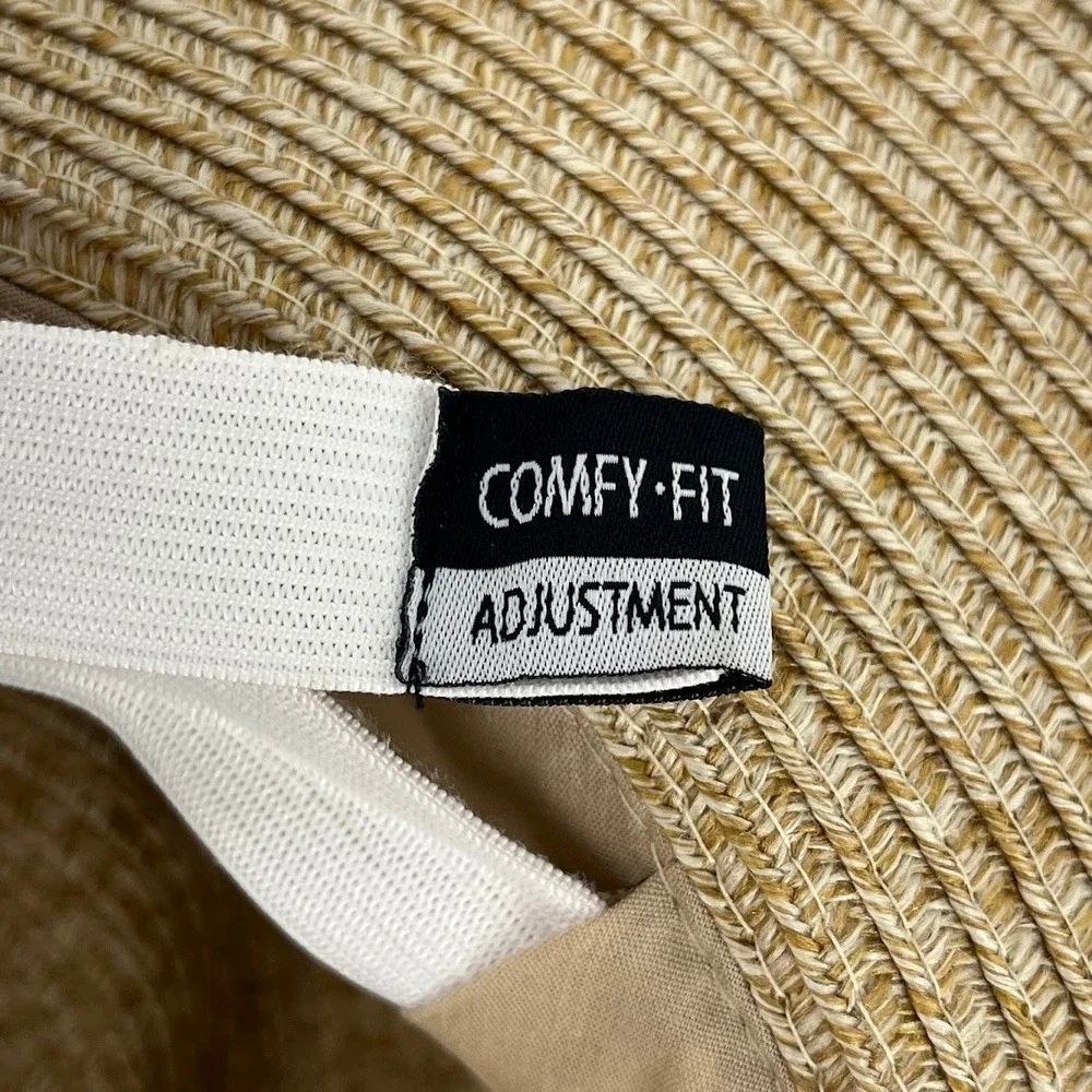 Wallaroo Hat Company Palm Beach Fedora Tan Black Straw Sun Hat L XL Adjustable